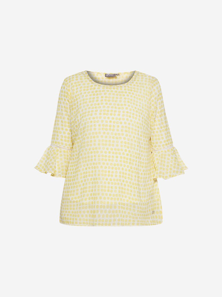 Gia Curve Yellow Printed Top With Camisole