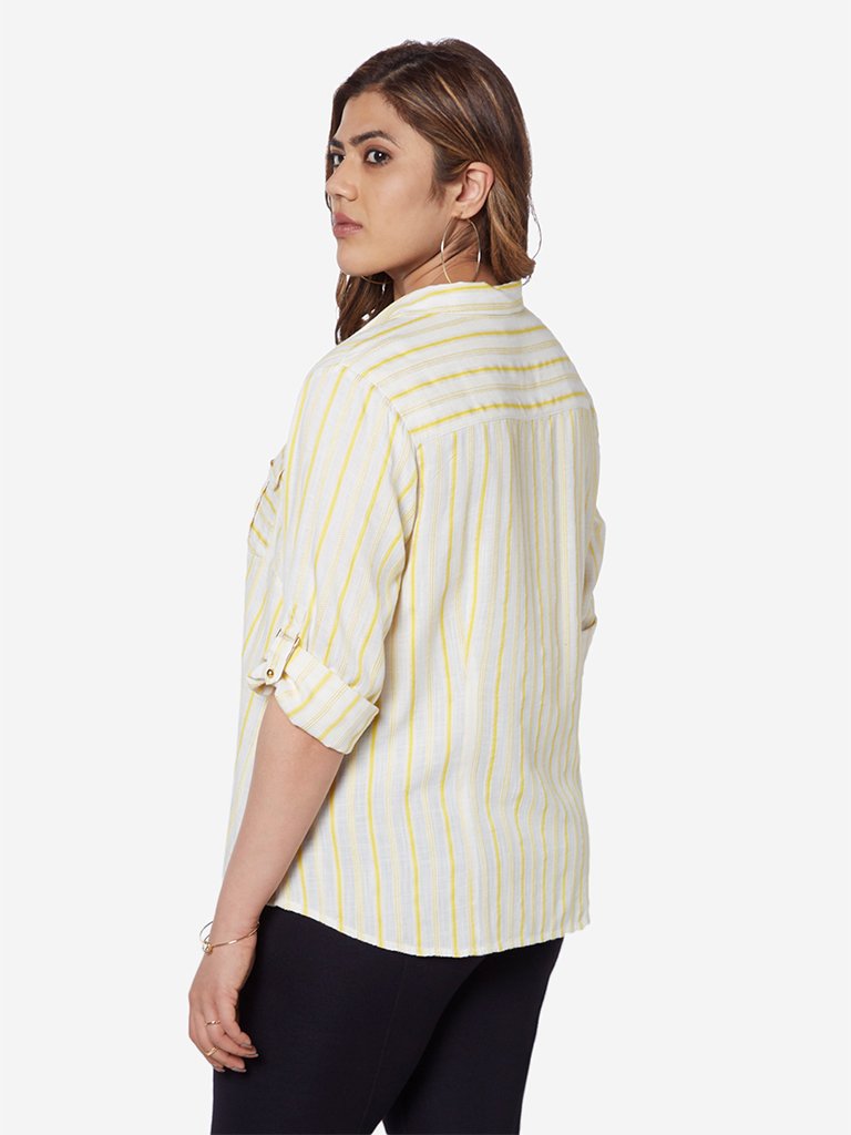 Gia Curve White Striped Nora Casual Shirt