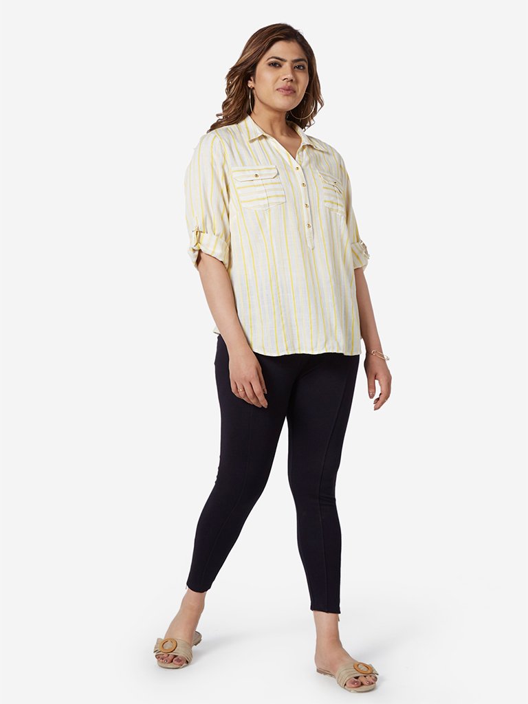 Gia Curve White Striped Nora Casual Shirt