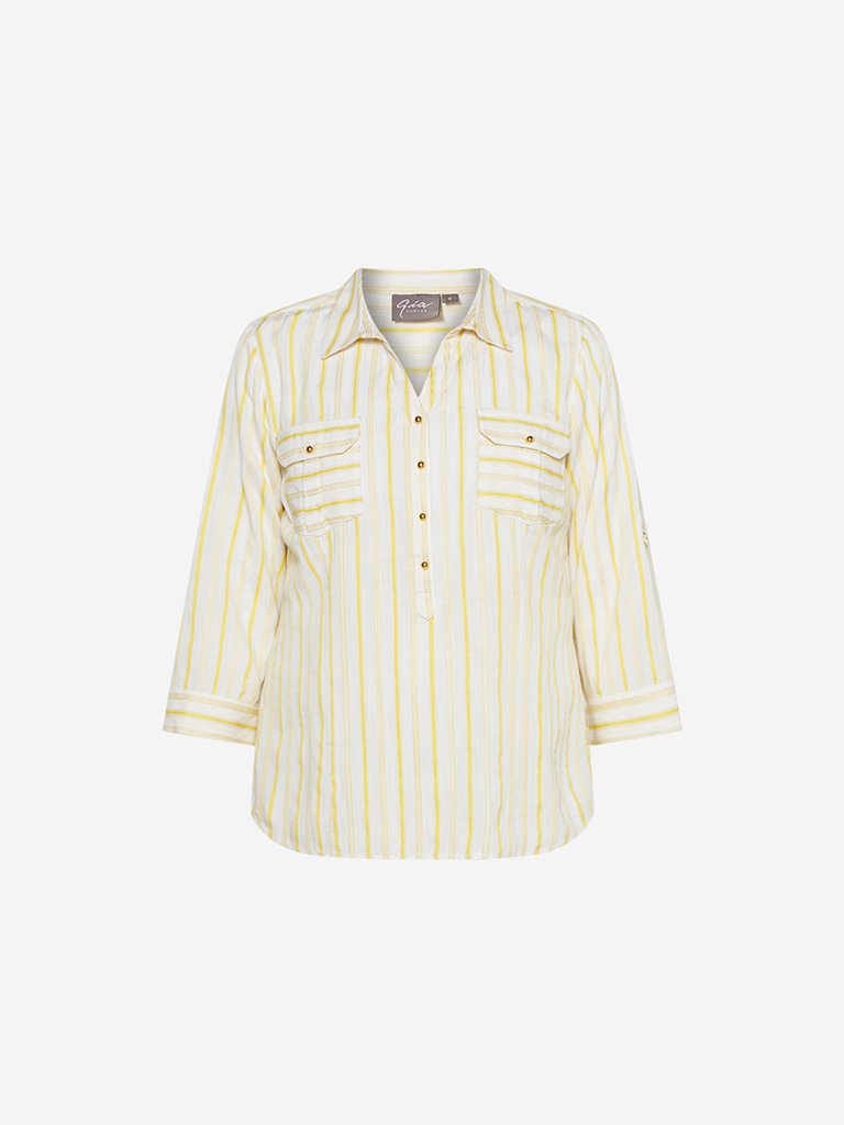Gia Curve White Striped Nora Casual Shirt