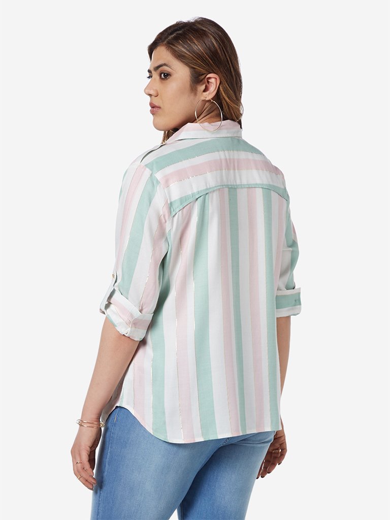 Gia Curve Multicolour Striped Delta Casual Shirt