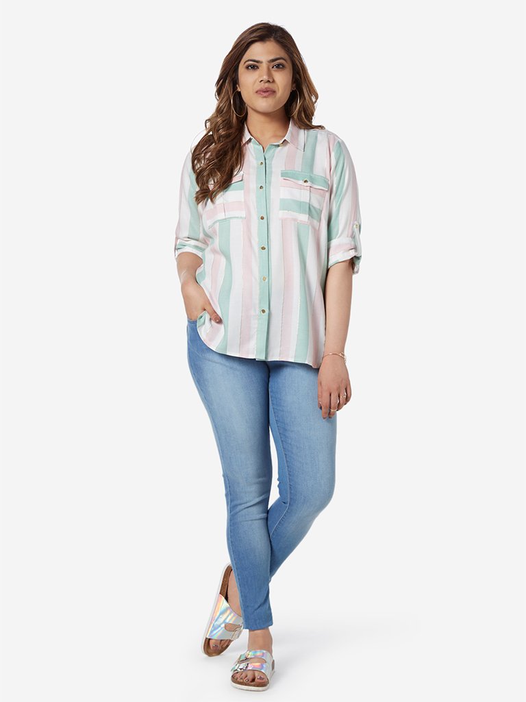 Gia Curve Multicolour Striped Delta Casual Shirt