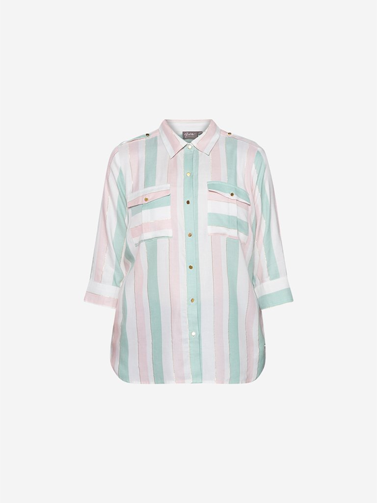 Gia Curve Multicolour Striped Delta Casual Shirt