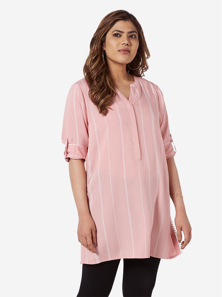 Gia Curve Pink Dotted Kennedy Tunic