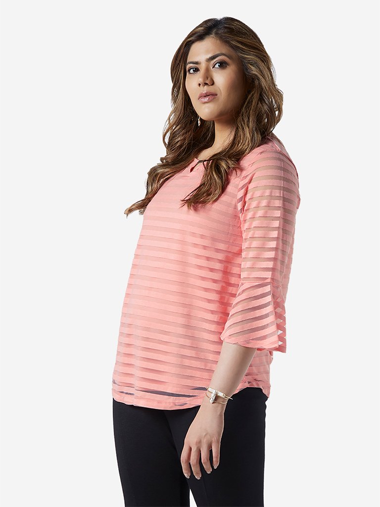 Gia Curve Pink Striped Peppy Top