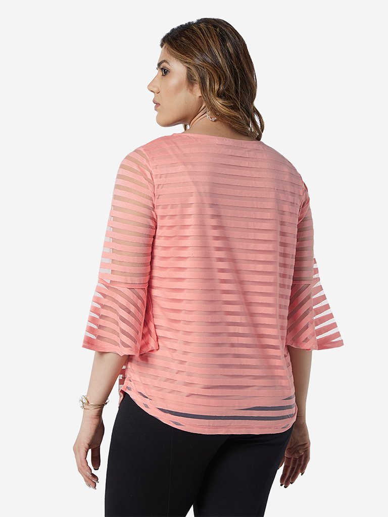 Gia Curve Pink Striped Peppy Top