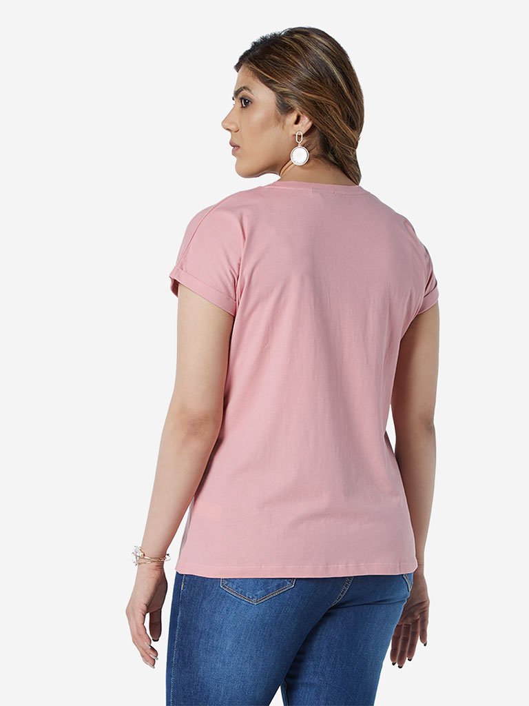 Gia Curve Pink Floral Pattern Bella T-Shirt