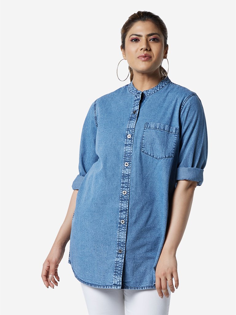 Sassy Soda Curve Blue Denim Jones Shirt