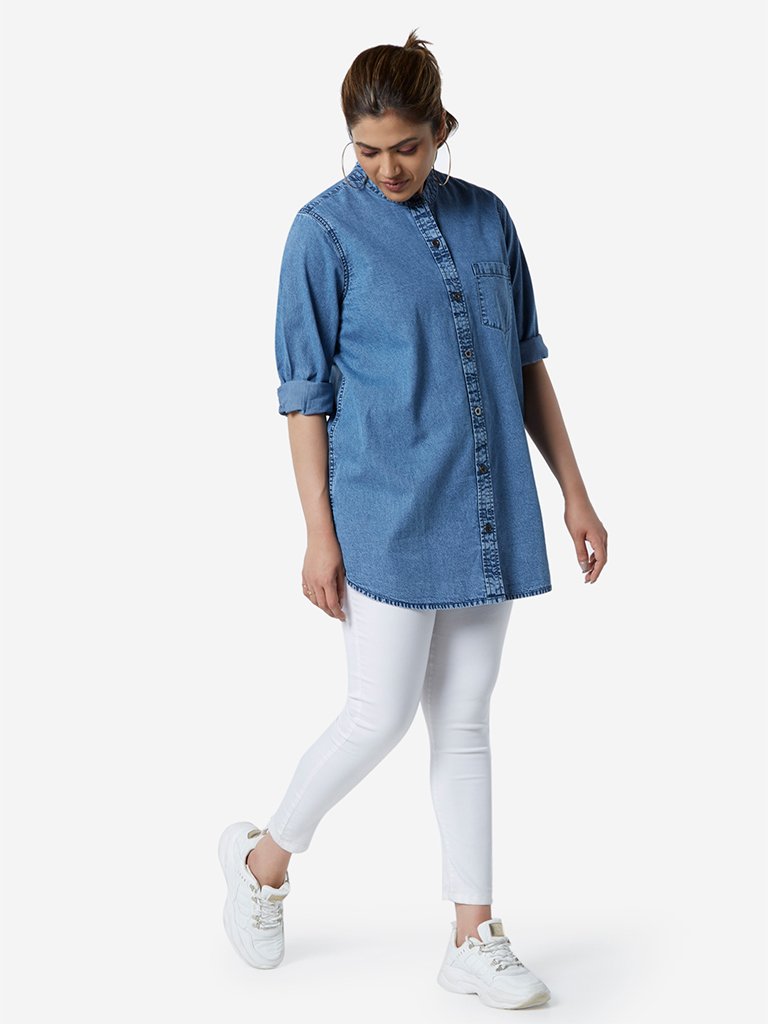 Sassy Soda Curve Blue Denim Jones Shirt