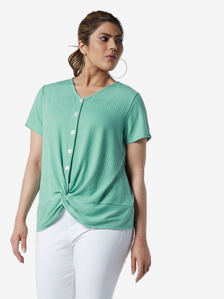 Sassy Soda Curve Mint Ribbed Felix Top