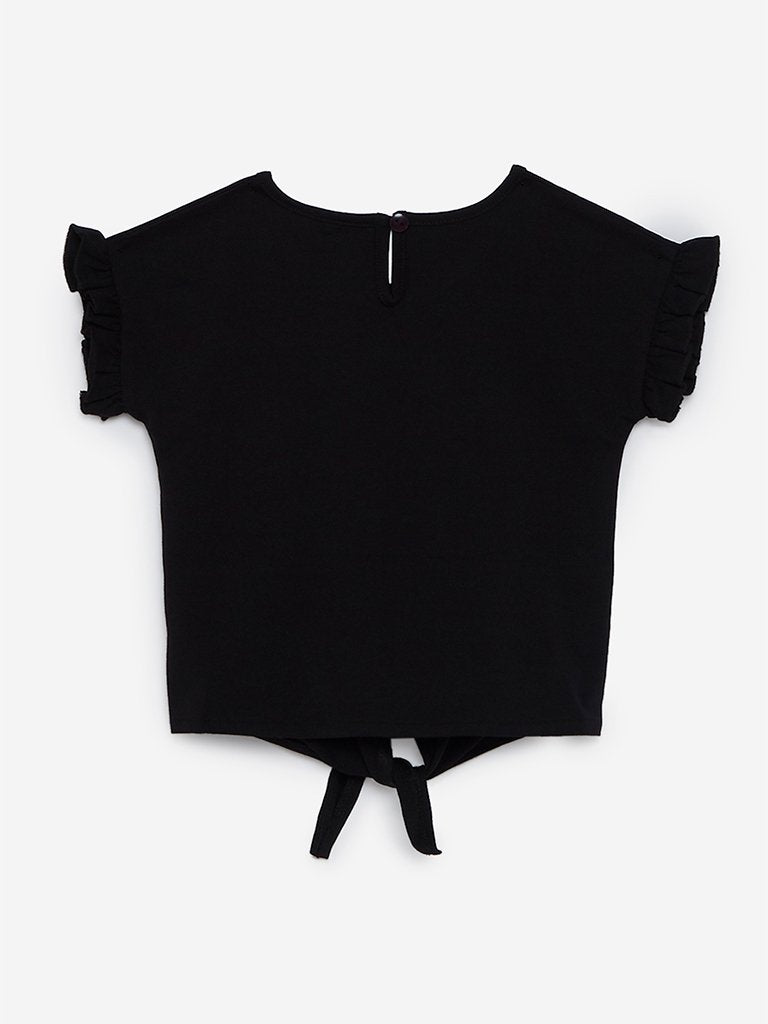 HOP Kids Black Typographic Print Kate Top