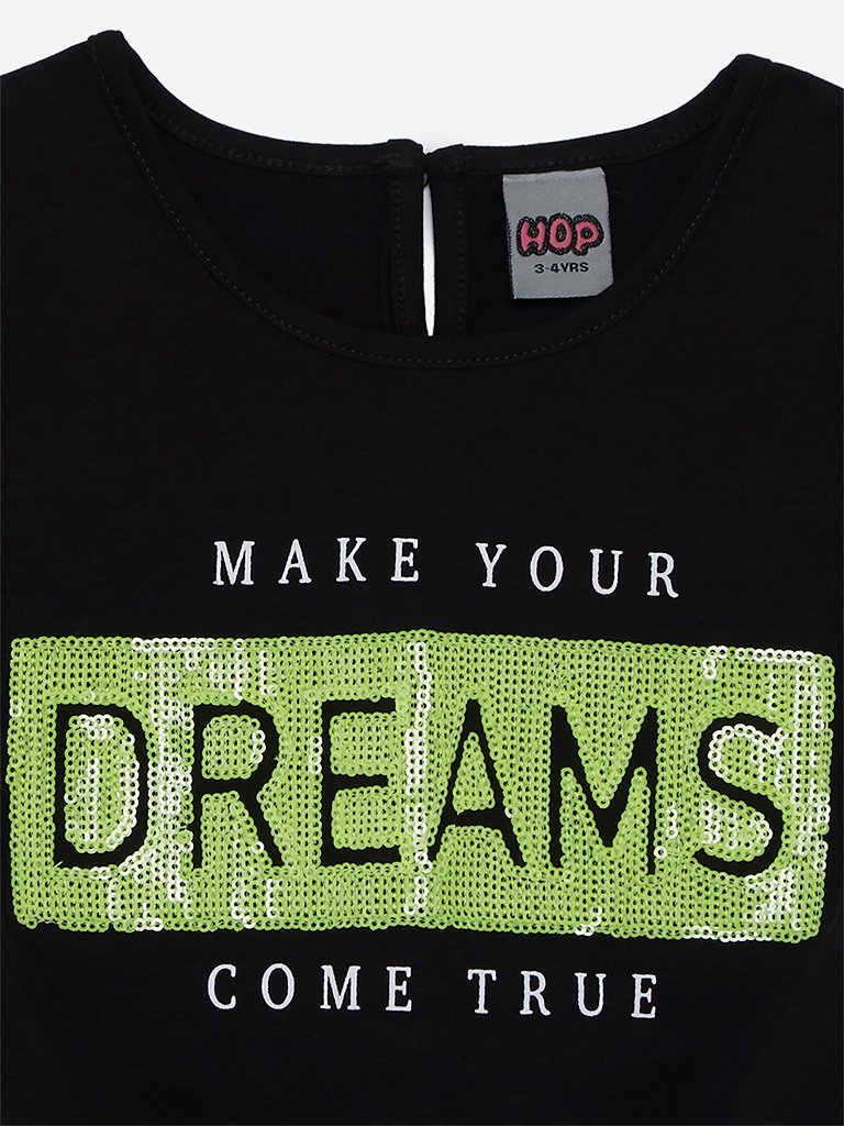 HOP Kids Black Typographic Print Kate Top