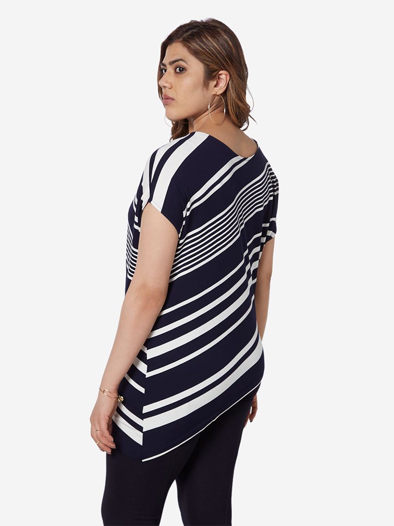 Gia Curve Navy Striped Freya Top