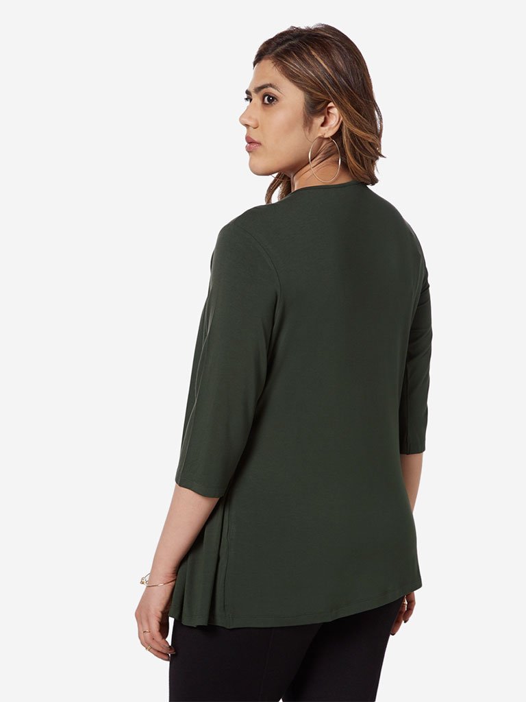 Gia Curve Olive Rhinestone Detailed Varane Top