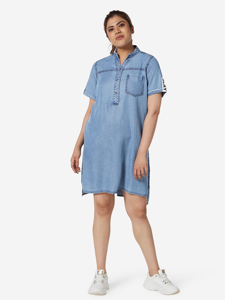 Sassy Soda Curve Light Blue Chambray Karen Dress