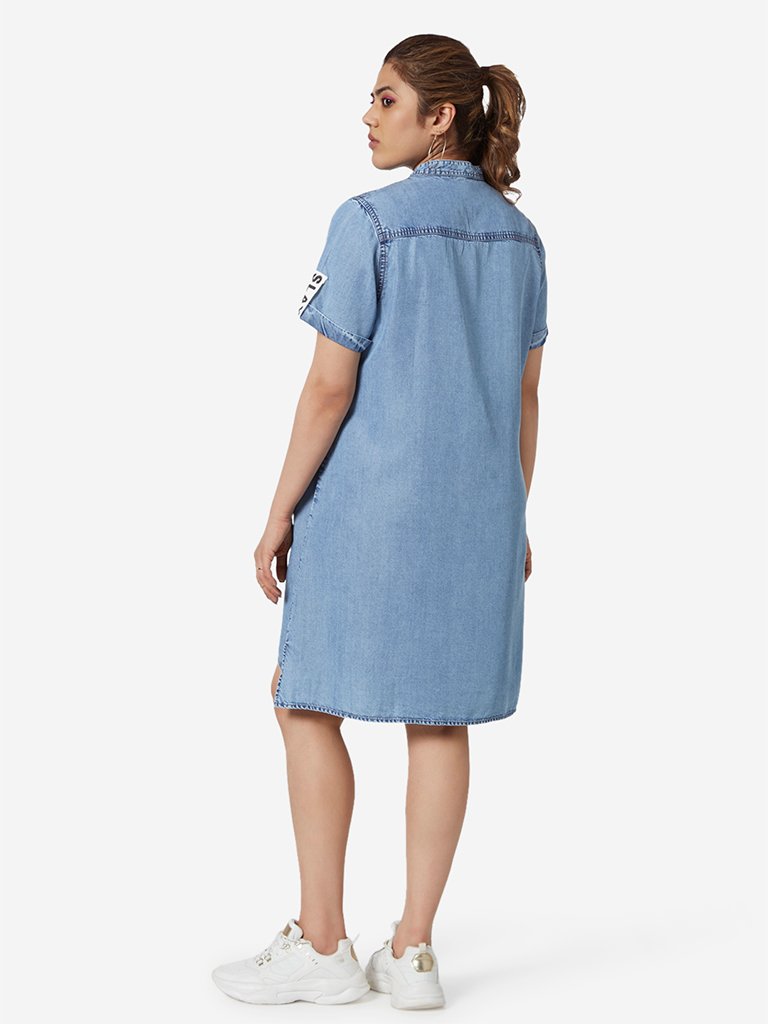 Sassy Soda Curve Light Blue Chambray Karen Dress