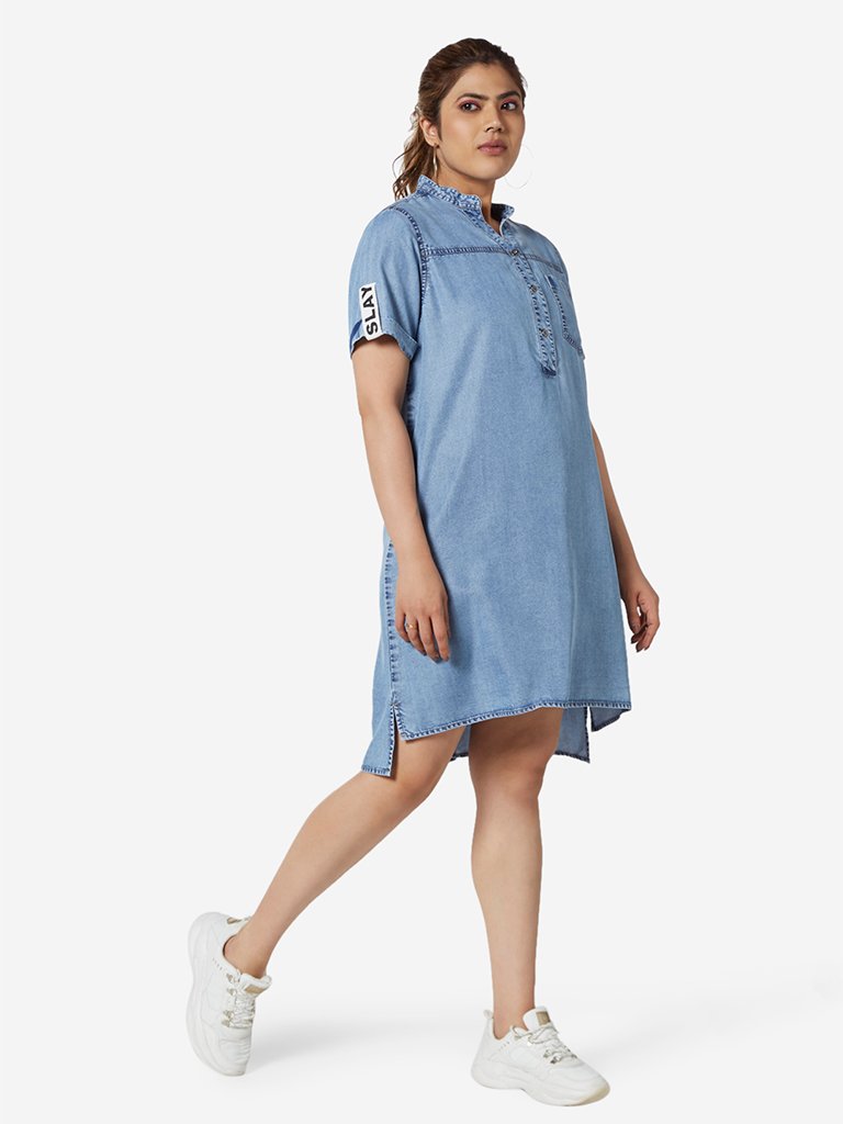 Sassy Soda Curve Light Blue Chambray Karen Dress