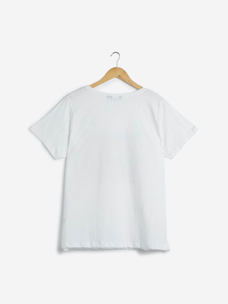 Sassy Soda Curves White Sequinned Thea T-Shirt