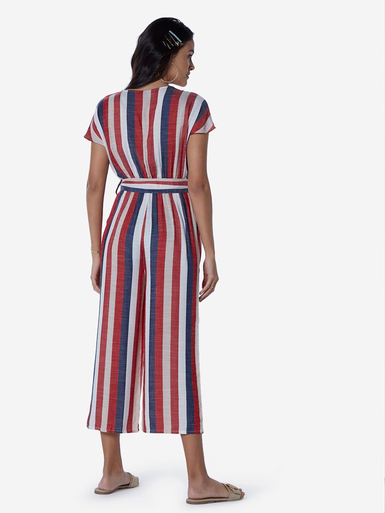 LOV Multicolour Striped Oscar Jumpsuit With Belt