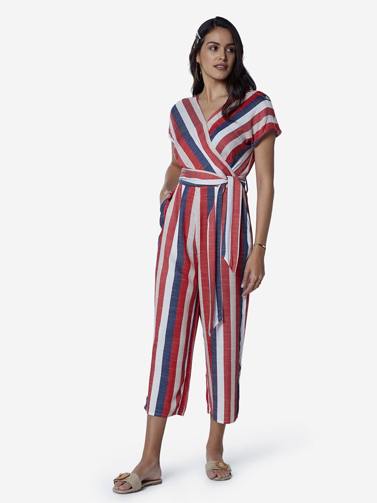 LOV Multicolour Striped Oscar Jumpsuit With Belt