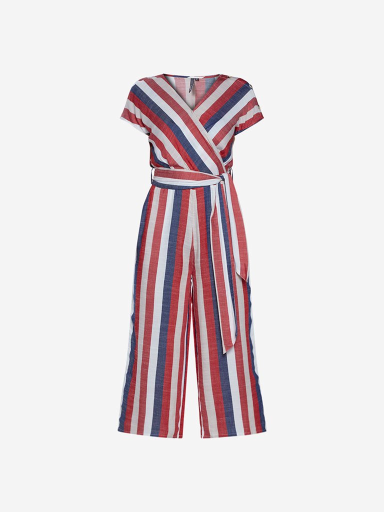 LOV Multicolour Striped Oscar Jumpsuit With Belt