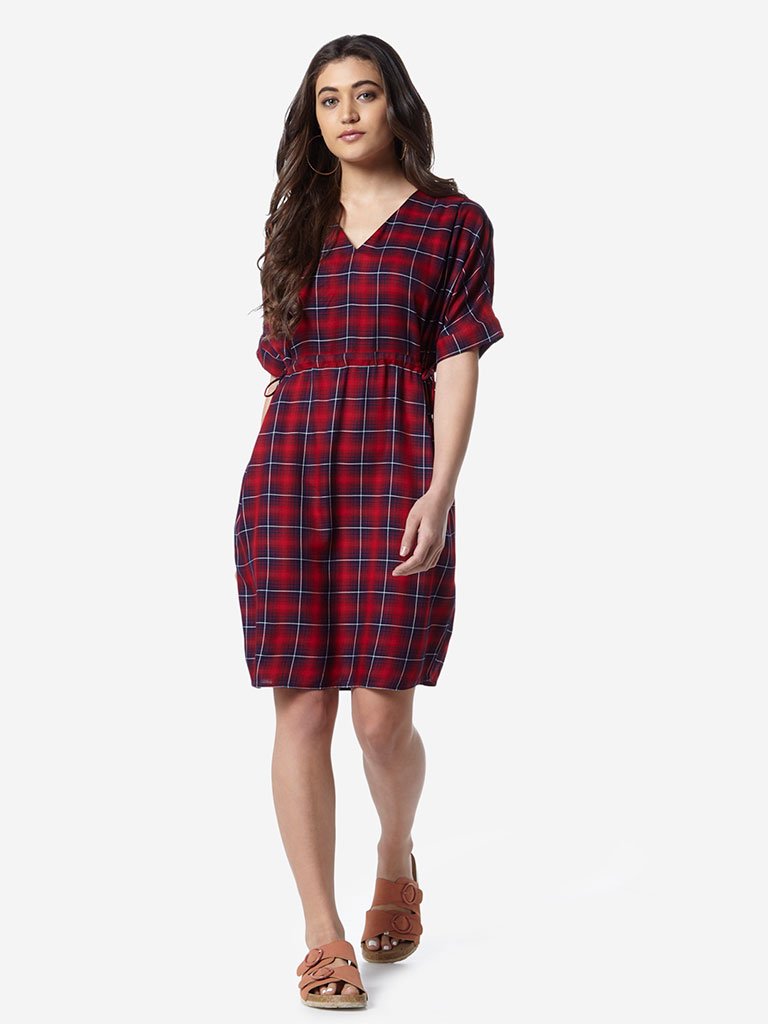 LOV Red Checkered Paula Dress