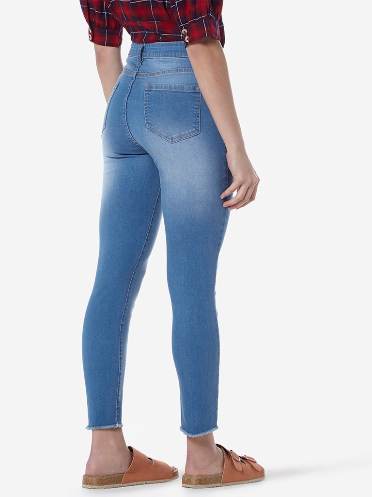 LOV Light Blue Jiana Cropped Denim Jeans
