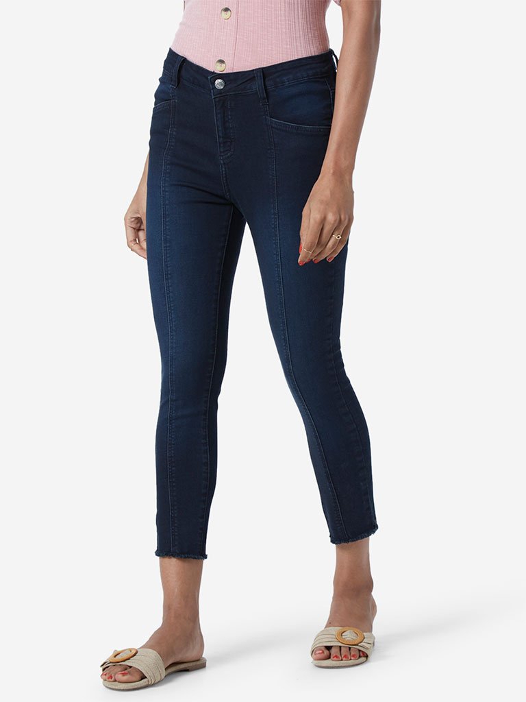 LOV Dark Blue Jiana Cropped Jeans