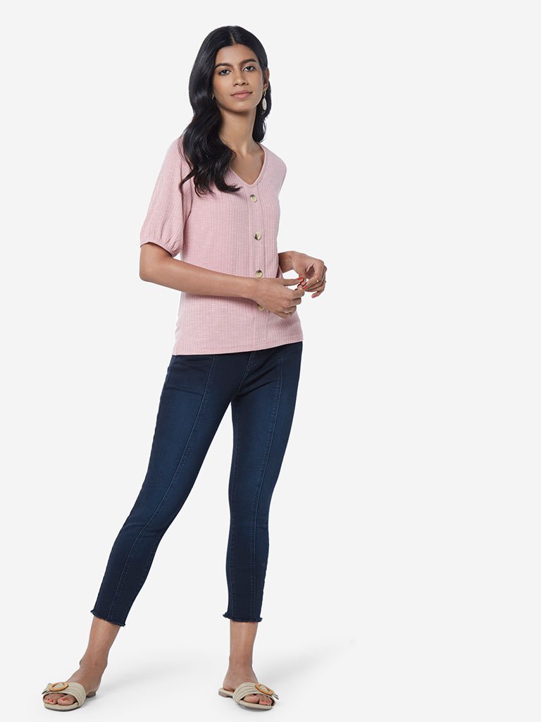 LOV Dark Blue Jiana Cropped Jeans