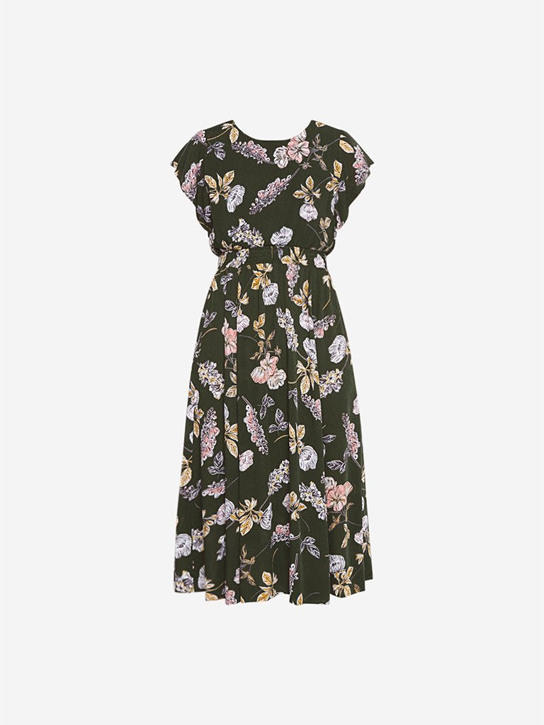 Nuon Khaki Floral Luri Dress