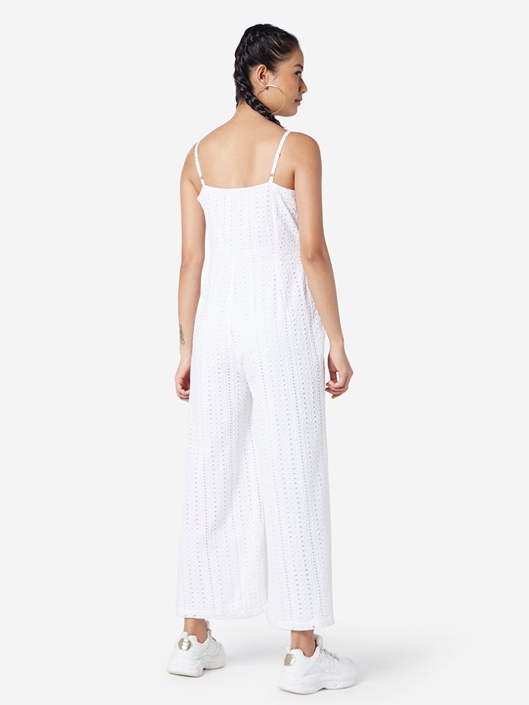 Nuon White Broderie Anglaise Nalinska Jumpsuit