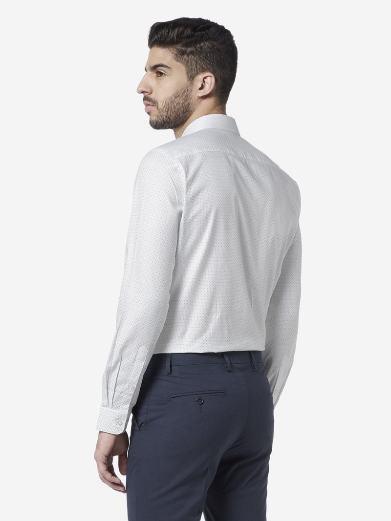 WES Formals White Dotted Slim Fit Shirt