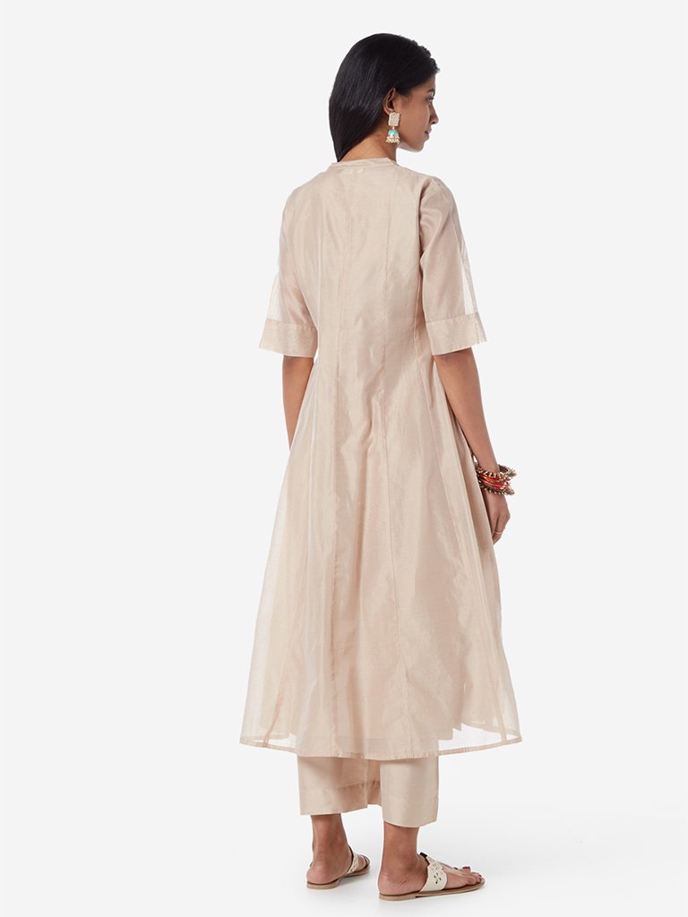 Vark Taupe Kurta, Inner And Palazzos Set