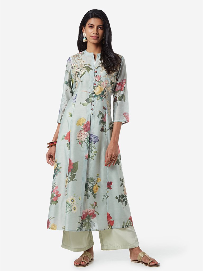 Vark Multicolour Floral Kurta And Palazzos Set