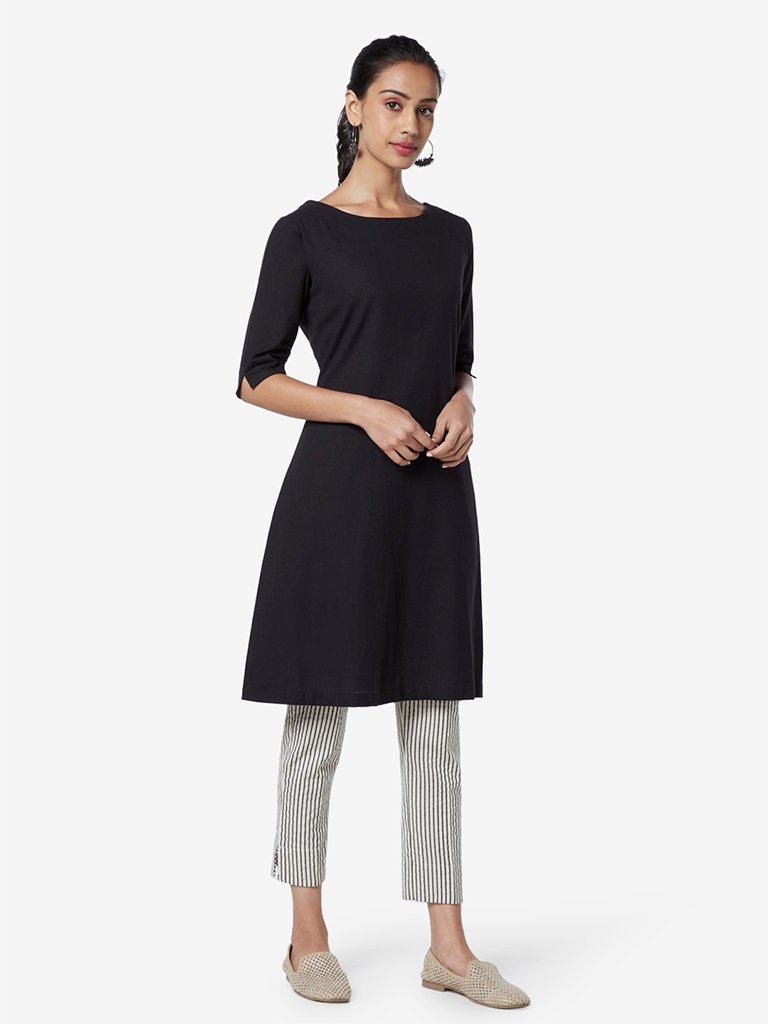 Utsa Grey Stripe Print Ethnic Pants