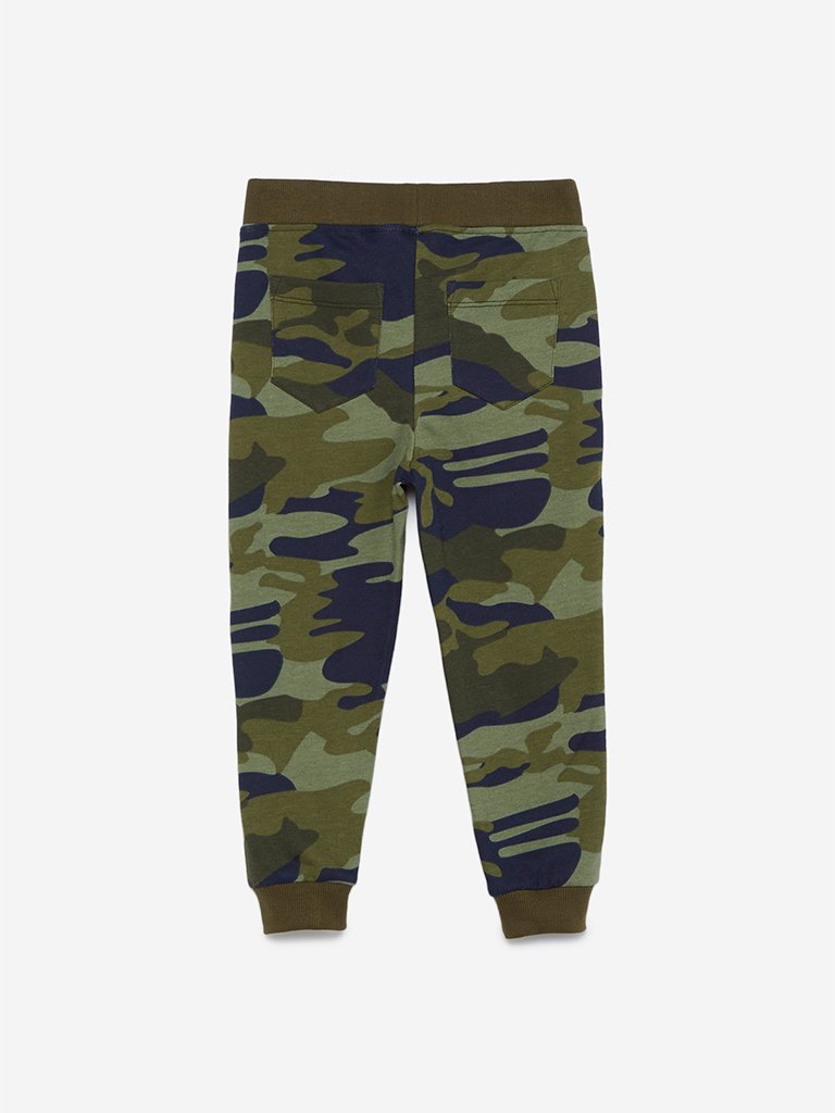 HOP Kids Olive Camouflage Dinosaur Joggers
