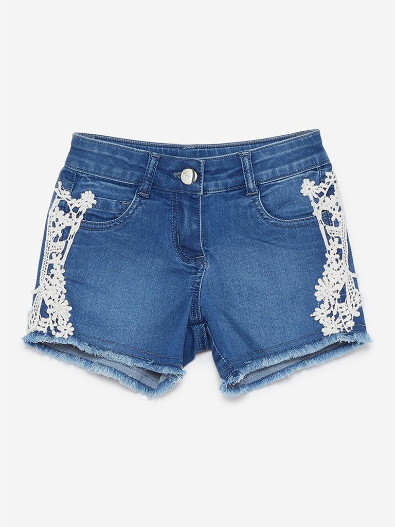 HOP Kids Blue Lace Pattern Shorts