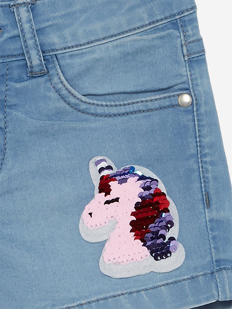 HOP Kids Blue Reversible Sequin Unicorn Shorts