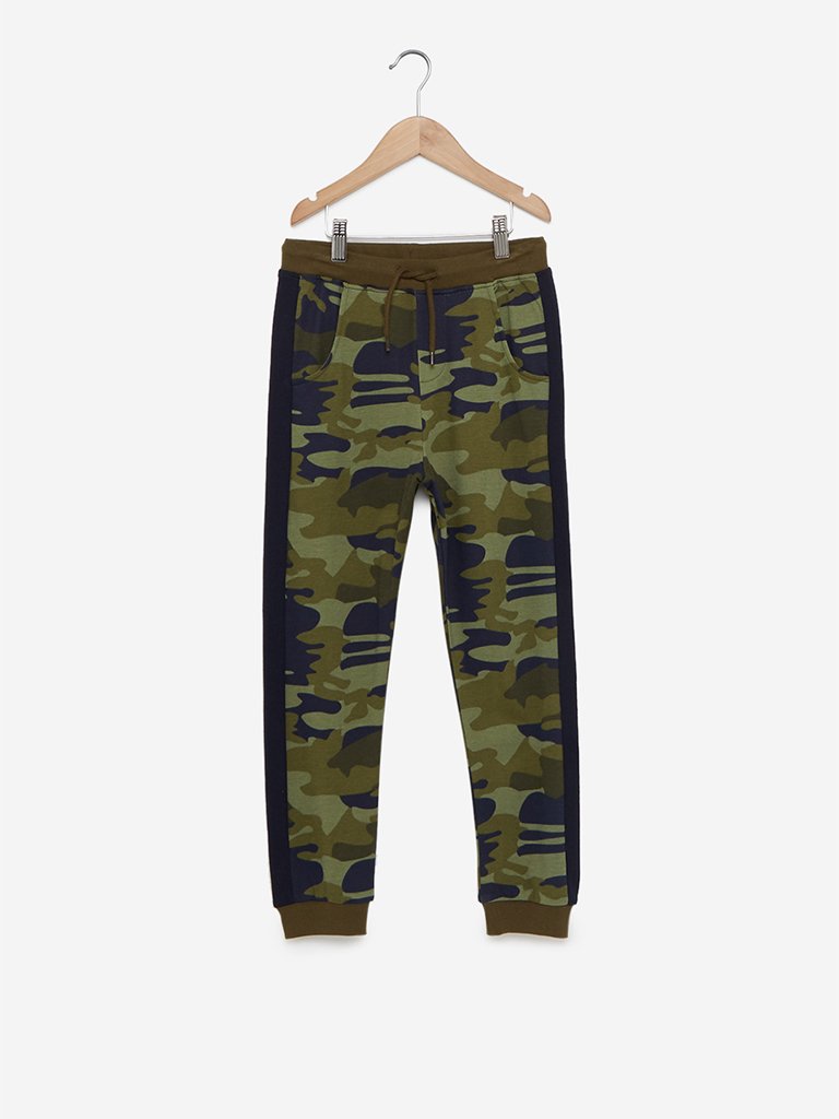 Y&F Kids Olive Camouflage Joggers
