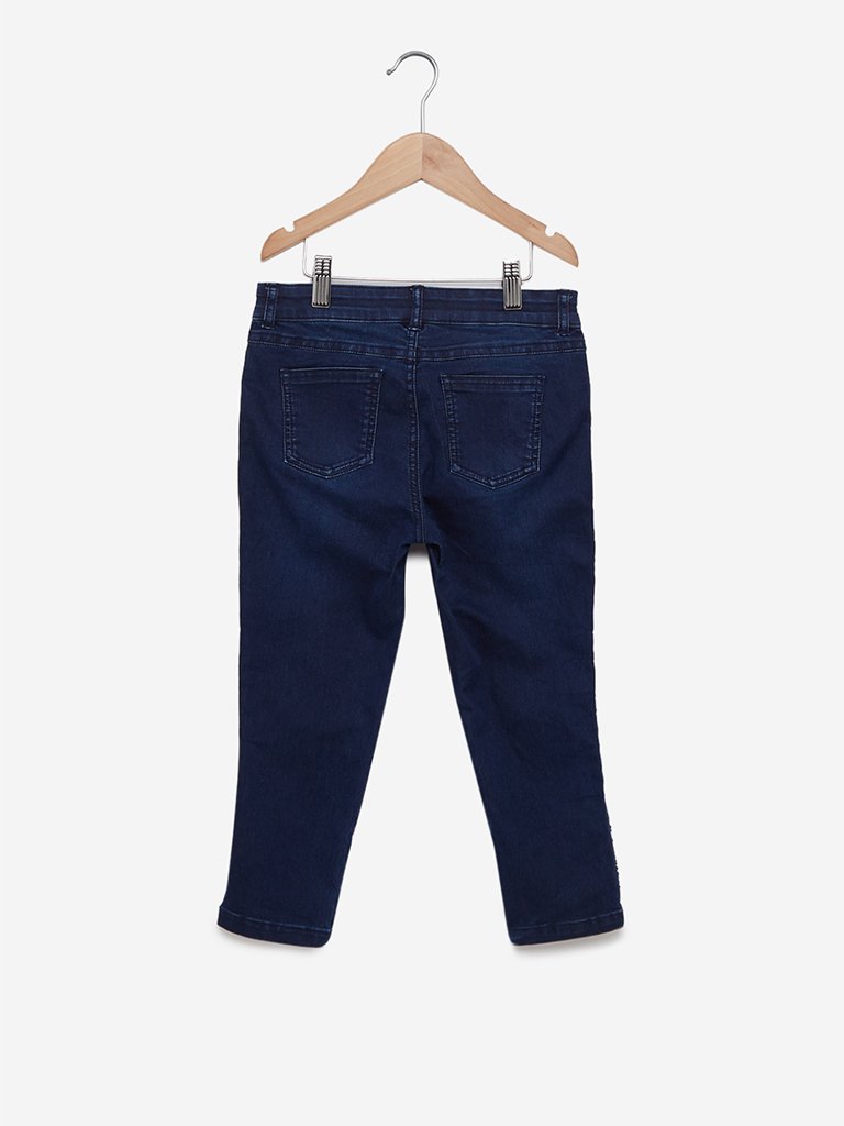 Y&F Kids Indigo Jeans With Flip Sequins
