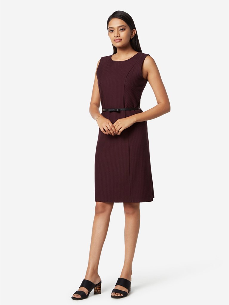 Wardrobe Aubergine Emily Dress With Belt