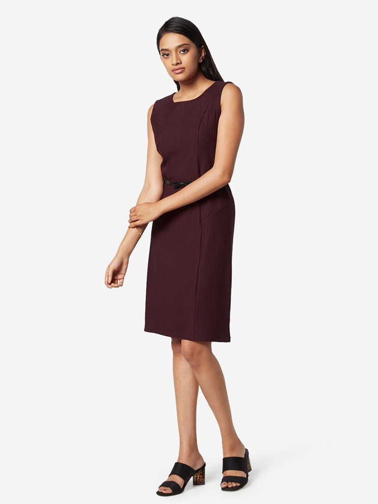 Wardrobe Aubergine Emily Dress With Belt