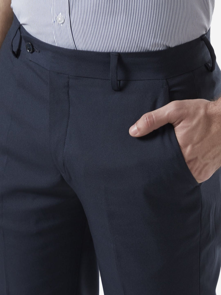 WES Formals Navy Slim Fit Trousers