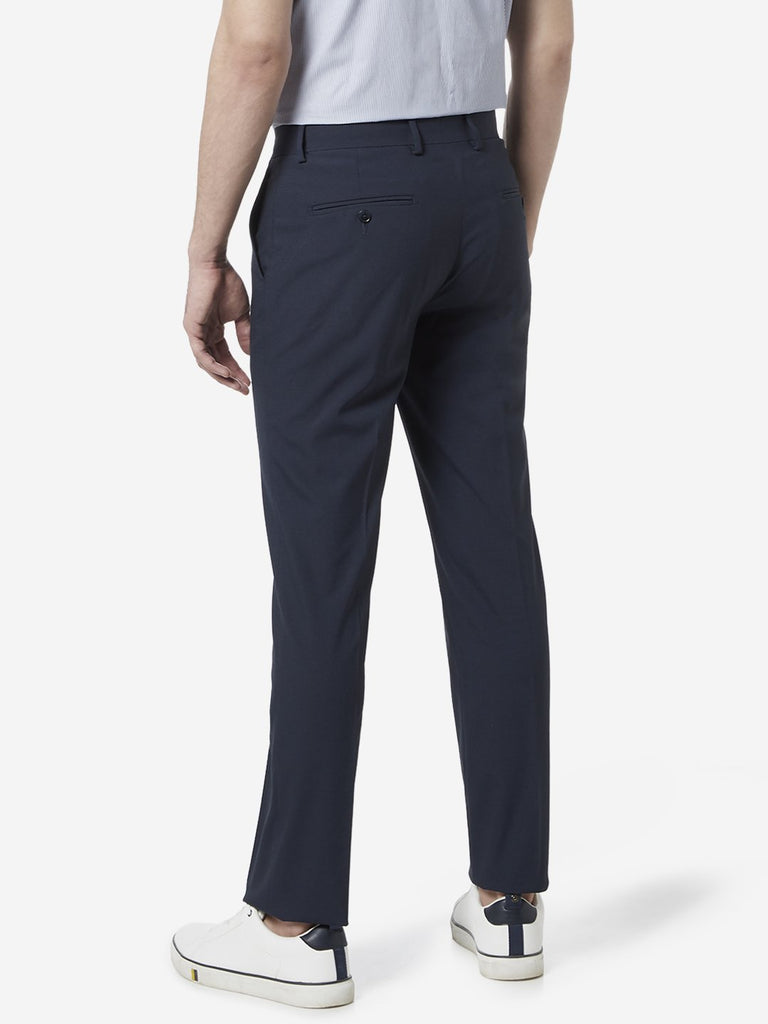 WES Formals Navy Slim Fit Trousers