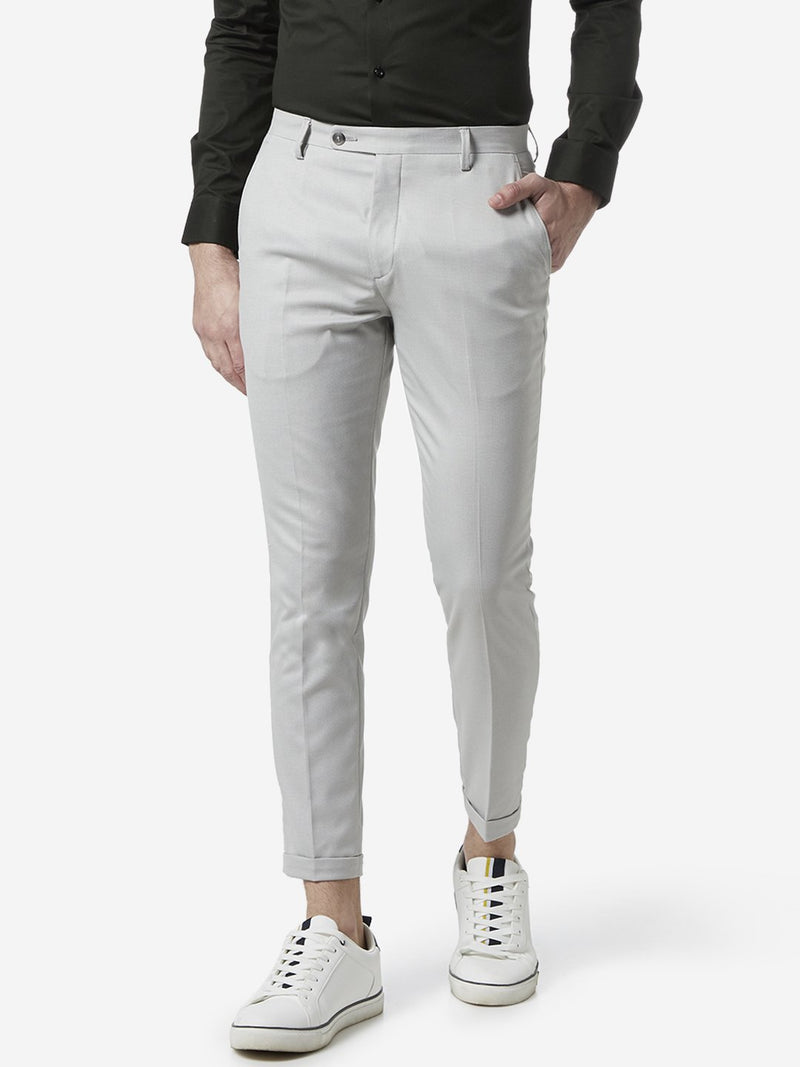 WES Formals Light Grey Carrot Fit Crop Trousers
