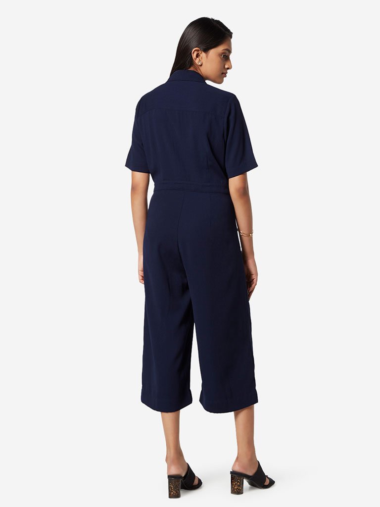 Wardrobe Navy Streak Jumpsuit With Belt