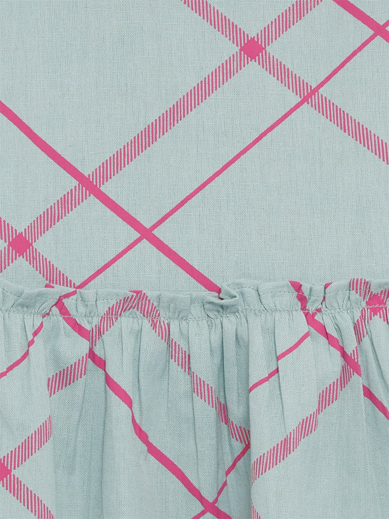 Utsa Kids Sage Green Checked Dress