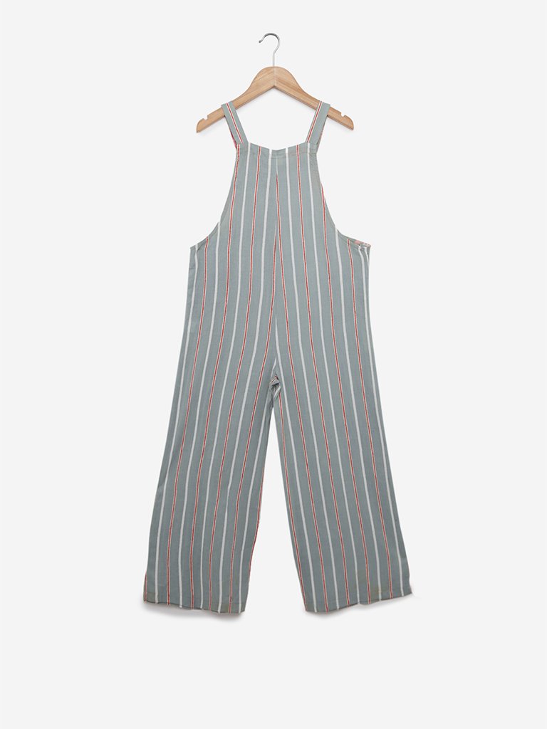Utsa Kids Multicolour Striped Dungarees