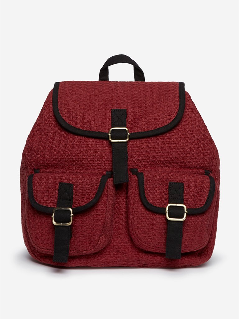 Westside Dark Red Weave Pattern Backpack