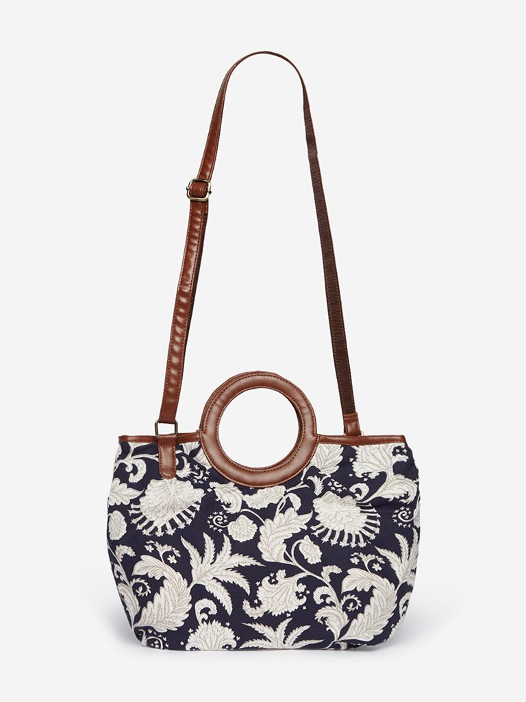 Westside Navy Anokhi Floral Print Sling Bag